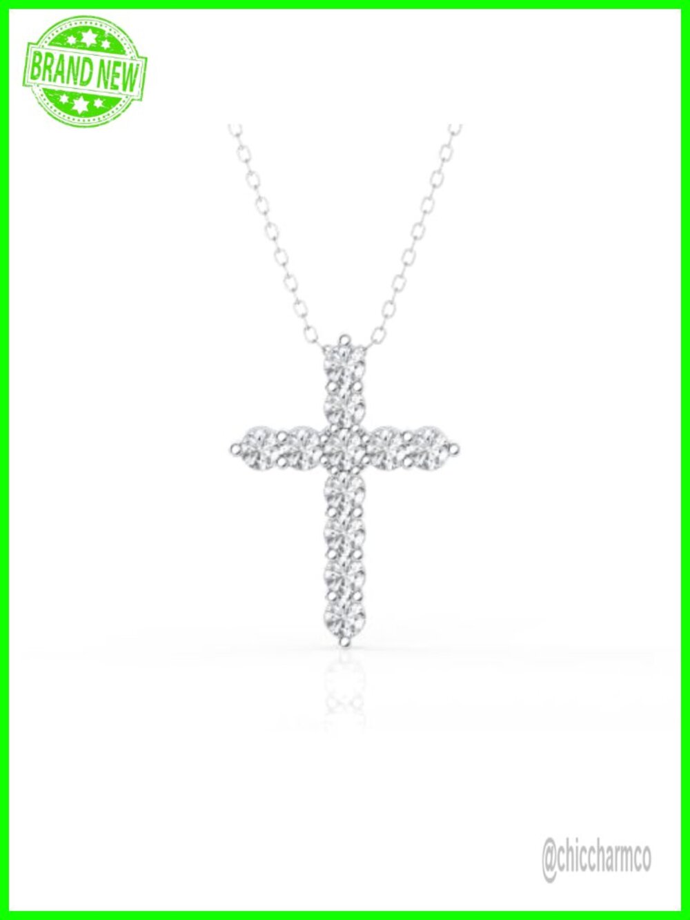Lab Grown Diamond Cross Pendant Necklace 1ct 925 Sterling Silver Women